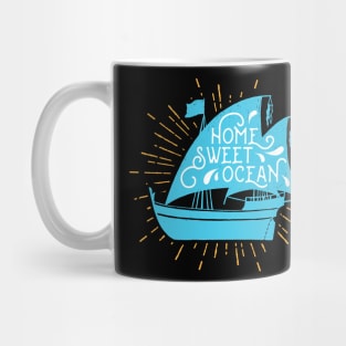 Home Sweet Ocean Vintage Style Distressed Ocean Life Gift Mug